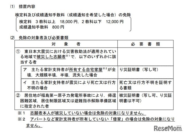 東日本大震災にともなう2023年度大学入学共通テストに関する措置
