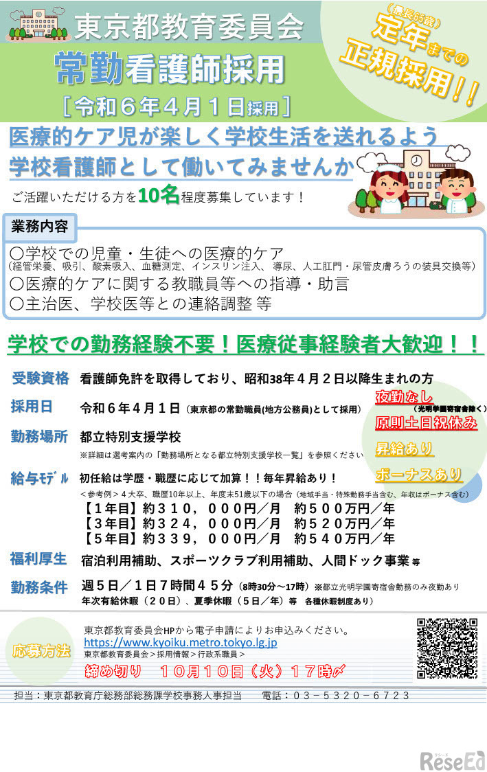 常勤看護師10名採用、採用募集広告