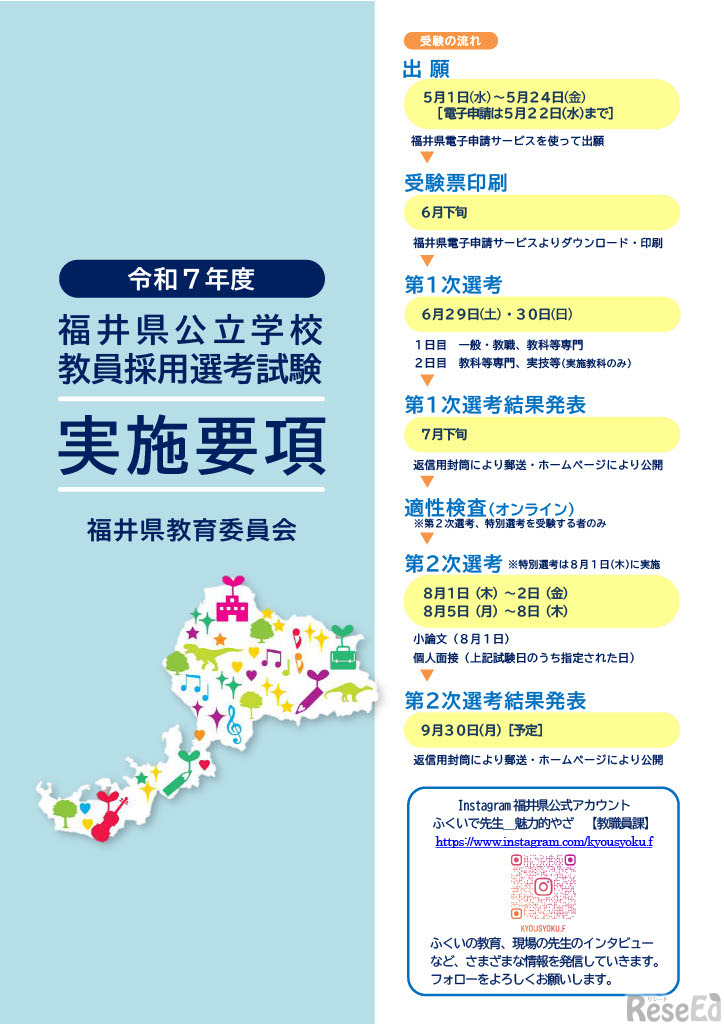 令和7年度福井県公立学校教員採用選考試験 実施要項