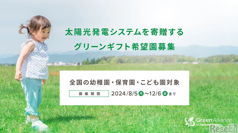 太陽光発電システムを寄贈する「グリーンギフト」希望園募集