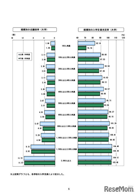 規模別の動向（大学）