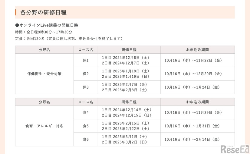 令和6年度 研修日程