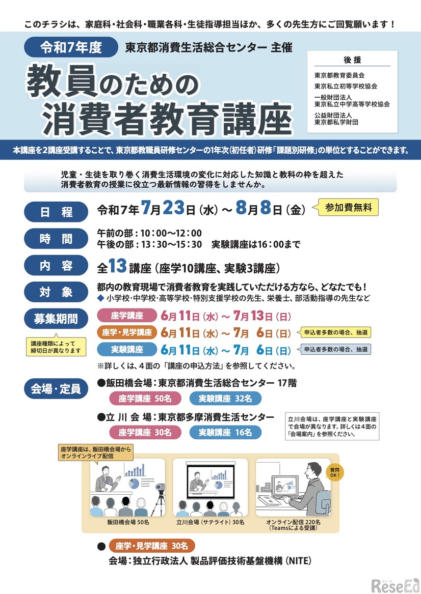 令和7年度 教員のための消費者教育講座