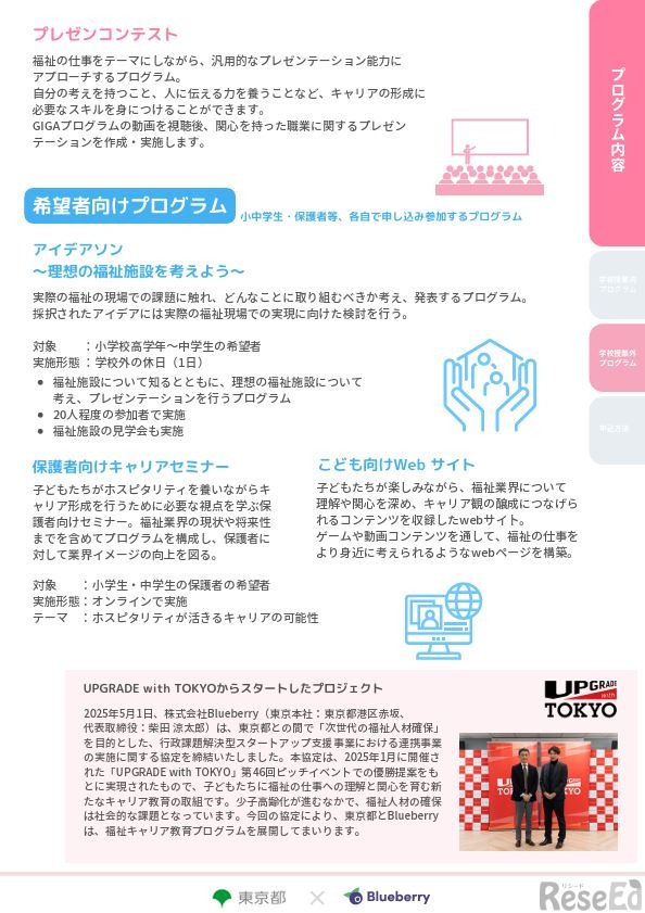 小中学生向け 福祉の仕事に関するキャリア教育プログラム