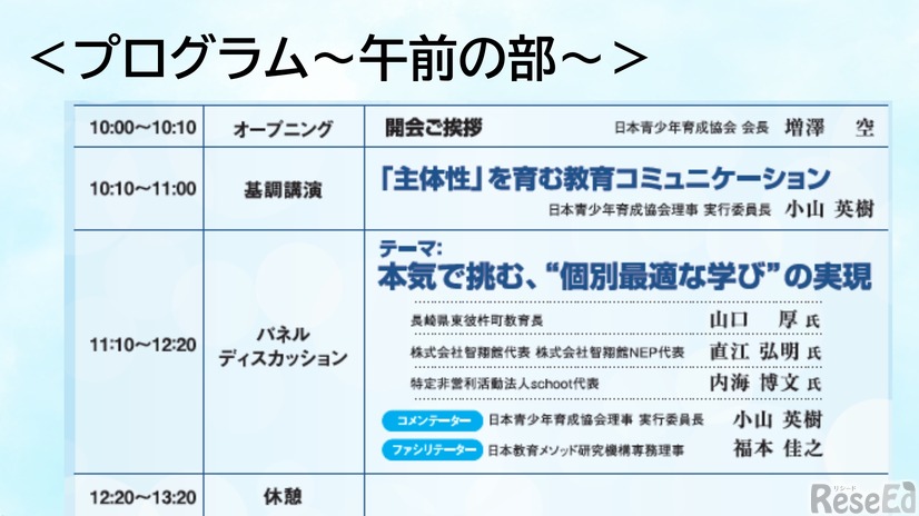 プログラムの紹介（午前の部）