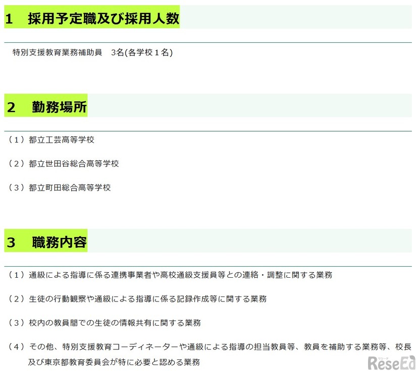 採用予定職・勤務場所など