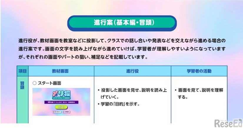 先生にも役立つ進行役用のガイドも掲載