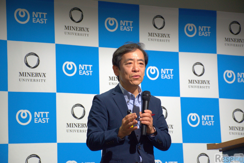 NTT東日本・ミネルバ大学・ミネルバジャパン 連携協定記者会見のようす