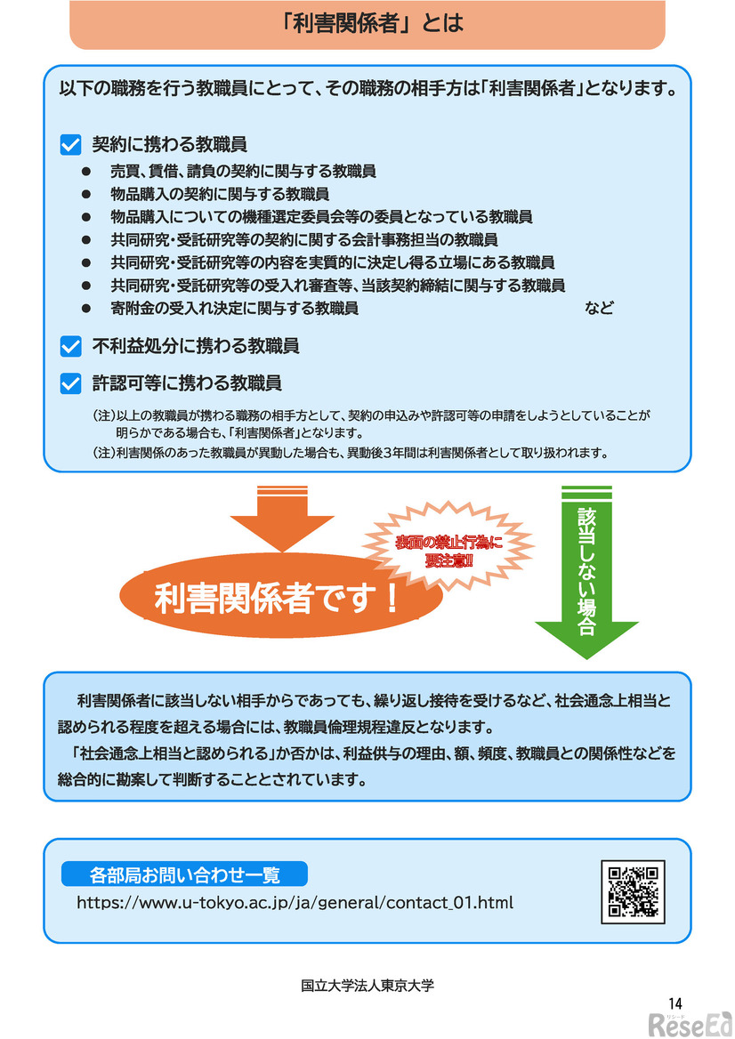 東京大学の教職員の倫理保持のためのルール