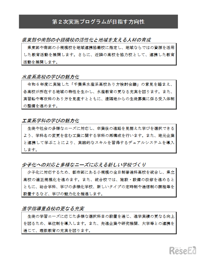 第2次実施プログラムが目指す方向性