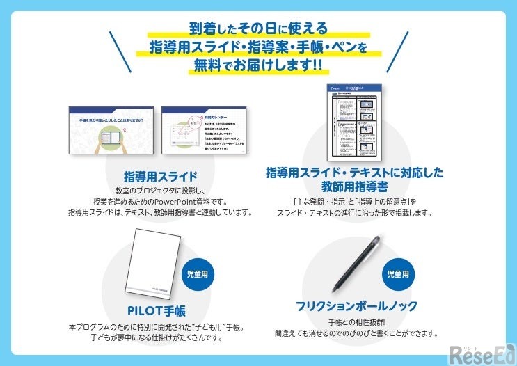 「書くって大切なこと 手帳編」でお届けする教材一式