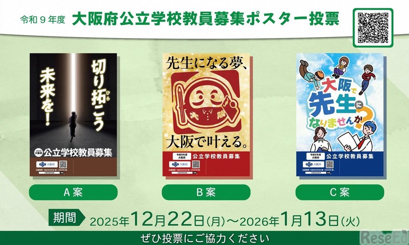令和9年度（2027年度）大阪府公立学校教員募集ポスター投票