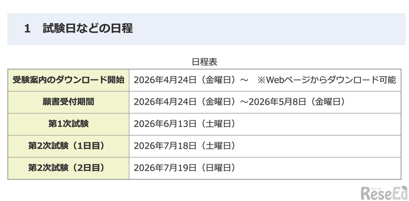 2027年度（令和9年度）採用愛知県公立学校教員採用選考試験日程