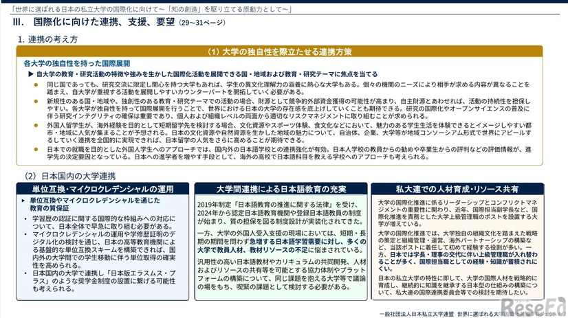 概要版「世界に選ばれる日本の私立大学の国際化に向けて～『知の創造』を駆り立てる原動力として～」