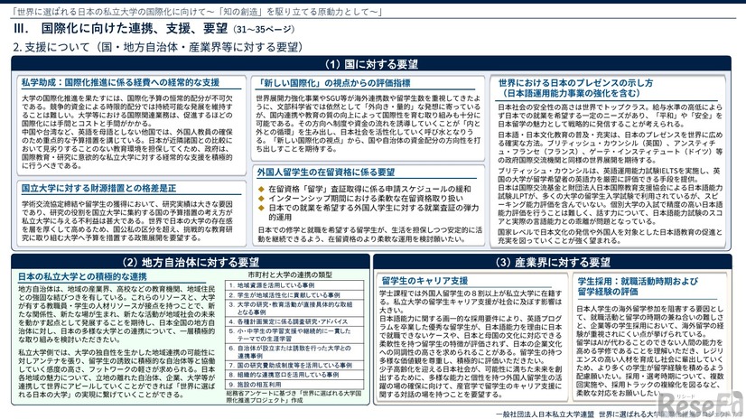 概要版「世界に選ばれる日本の私立大学の国際化に向けて～『知の創造』を駆り立てる原動力として～」