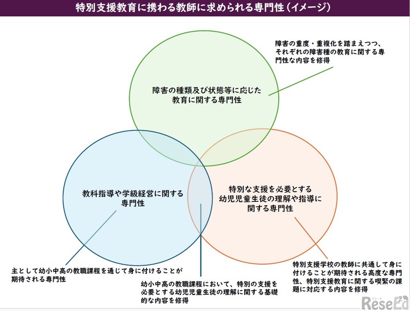 特別支援教育に携わる教師に求められる専門性（イメージ）