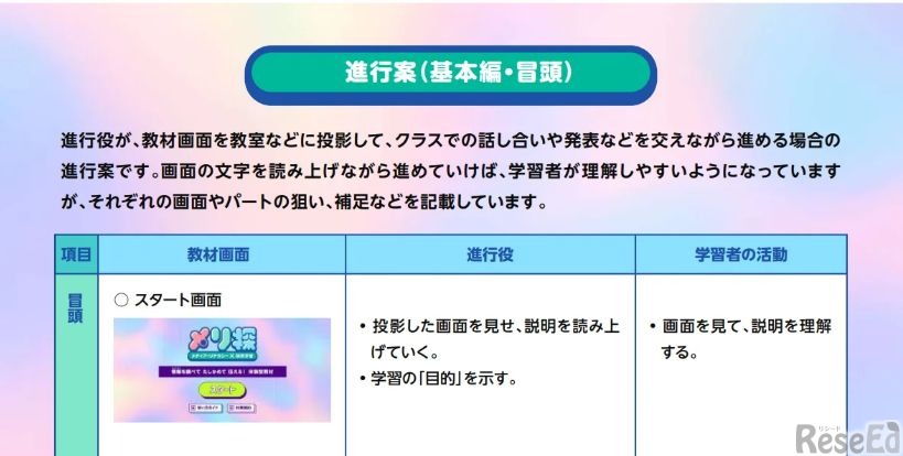先生にも役立つ進行役用のガイドも掲載