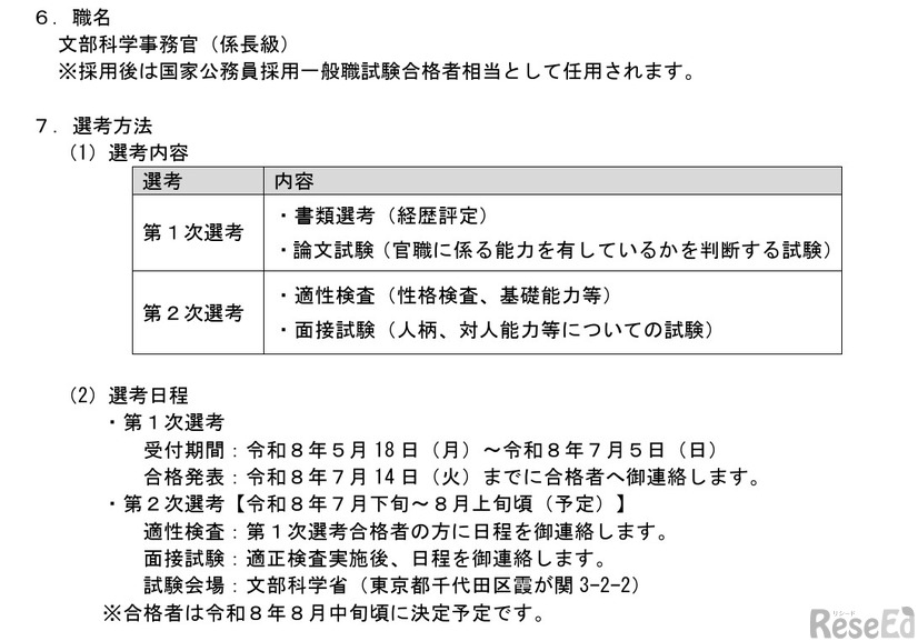 選考方法・日程など