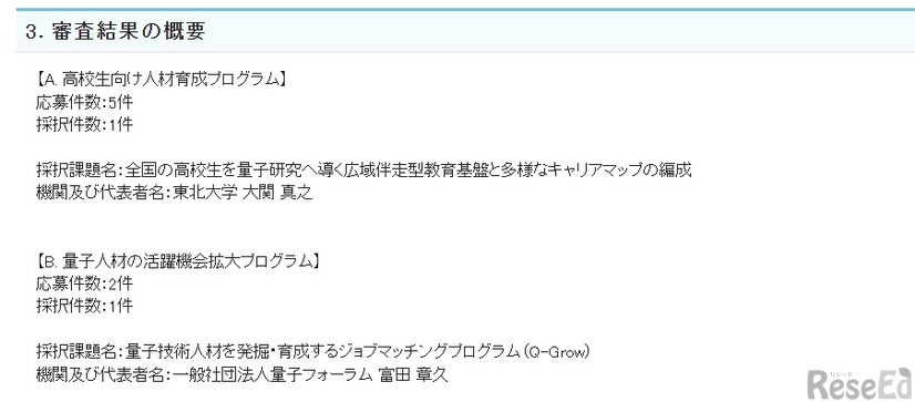 審査結果の概要