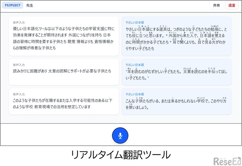 リアルタイム翻訳ツール