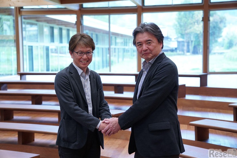 神山まるごと高専ディレクターの田中義崇氏（左）と電算システム代表取締役社長執行役員の高橋譲太氏（右）