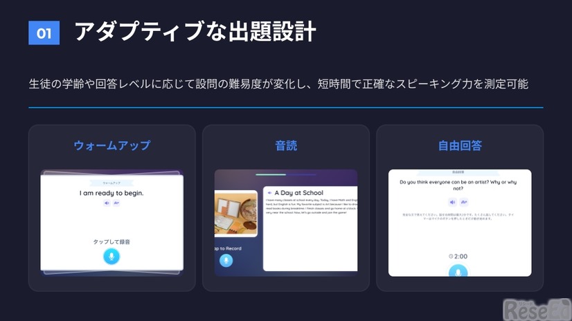 おもな機能：アダプティブな出題設計