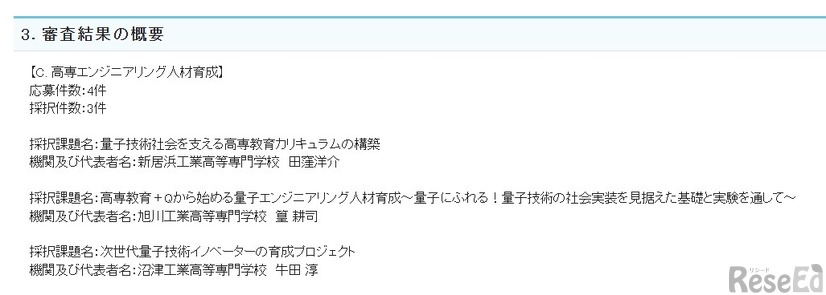 審査結果の概要
