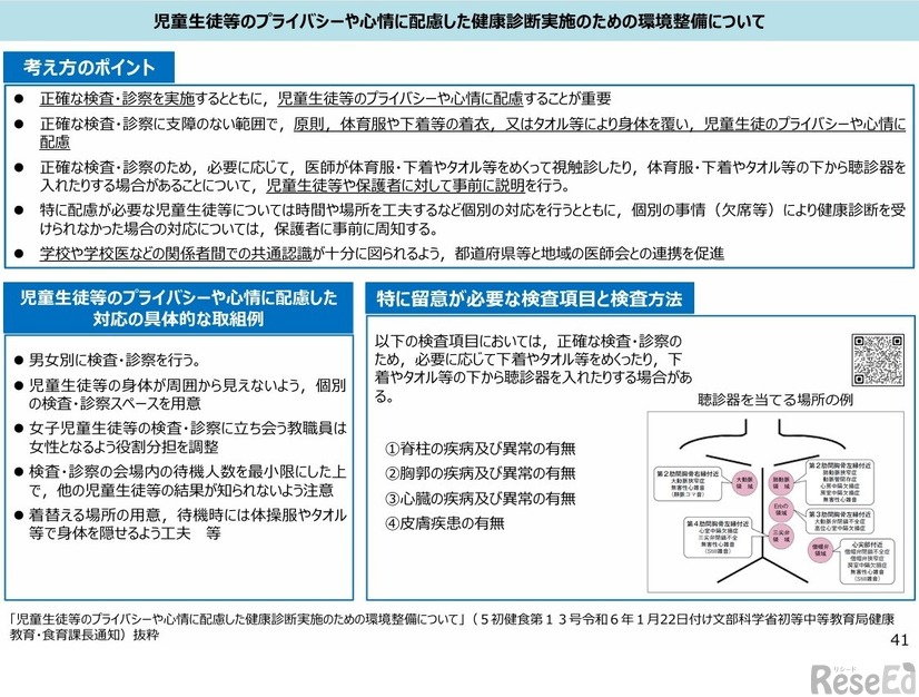 児童生徒等のプライバシーや心情に配慮した健康診断実施のための環境整備について