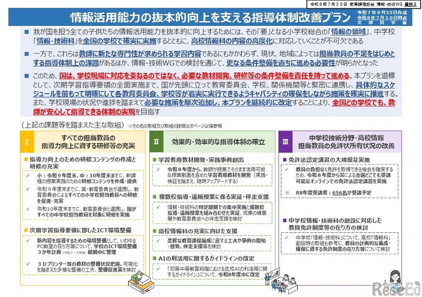 情報活用能力の抜本的向上を支える指導体制改善プラン