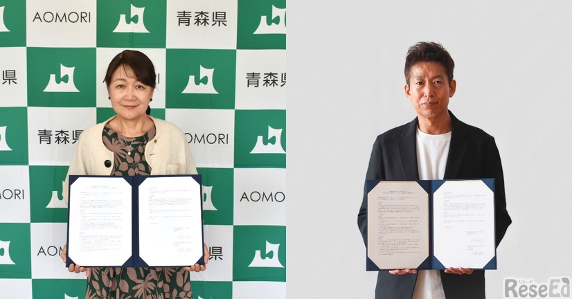 （左）青森県教育委員会 教育長 風張知子氏（右）note 代表取締役CEO 加藤貞顕氏