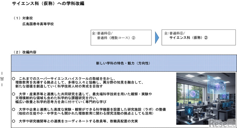 「今後の県立高等学校の在り方に係る実施計画」より