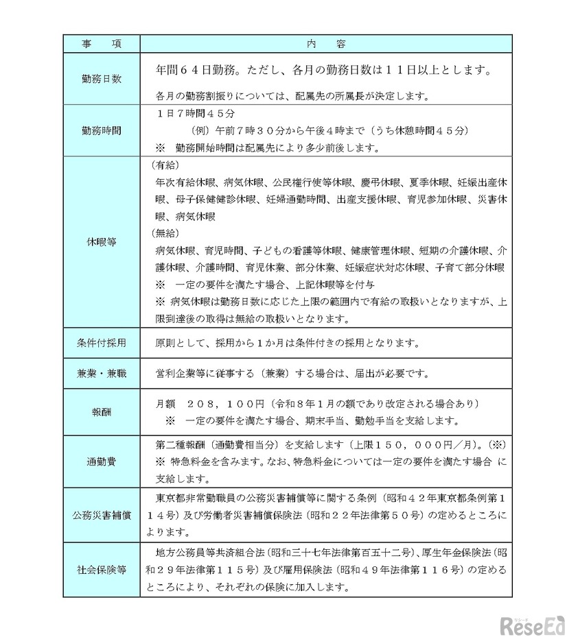 スクールバス安全運行支援員の主な勤務条件等