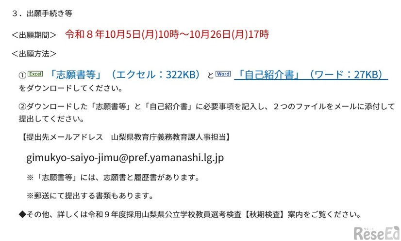 出願期間など