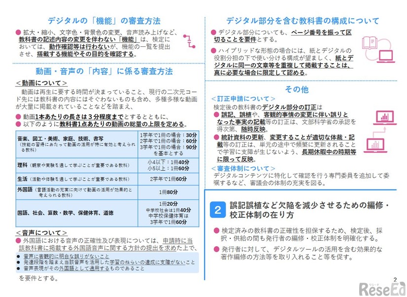 教科書検定の改善について（第一次論点整理案）の主な内容
