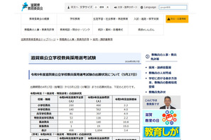【教員採用】滋賀県、夏選考に1,694人志願…3.4倍 画像