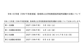 【教員採用】長崎県、一般教養を廃止へ…試験日程や出題方針を公表 画像