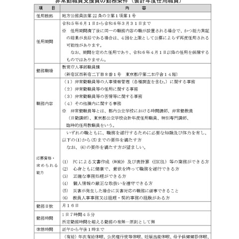 東京都、非常勤職員支援員と高校入試相談員を募集 画像