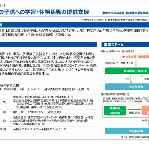 熊本地震「被災地へ学習・体験活動の提供」11/13まで公募 画像
