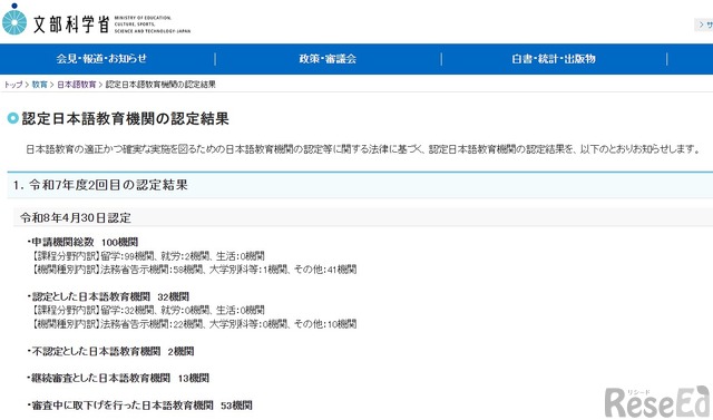 文科省、認定日本語教育機関に32件認可…2025年度2回目 1枚目の写真