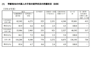 外国人の子供8,183人「不就学」と推計…文科省調査 画像