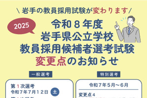 岩手県教採試験、幼稚園経験者特別選考を新設…説明会11-12月