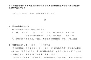 山口県の教員採用、635人が2次受験…倍率1.6倍