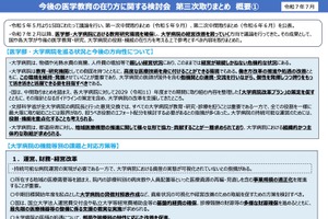 医学教育の改革や方向性…第三次まとめ公表