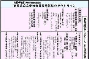 島根県、2027年度教採「アウトライン」公表…島根連携特別枠を新設