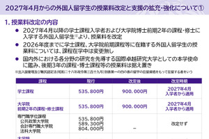 東北大、外国人留学生の学費値上げ…27年度から現行の1.7倍に