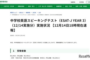 【高校受験2026】東京都「ESAT-J」追再試験約2,400人が受験…解答例12/15公開
