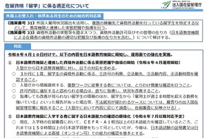 在留資格「留学」運用を厳格化、日本語能力や活動把握を強化