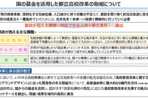 東京都、都立高改革で基金申請…工科高や進学校を拠点に