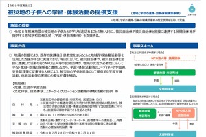 熊本地震「被災地へ学習・体験活動の提供」11/13まで公募