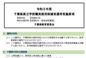 千葉県、県立学校職員15人・船舶員1人募集